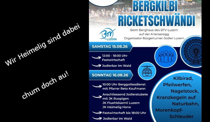 16.08.2026 Bergkilbi Ricketschwändi